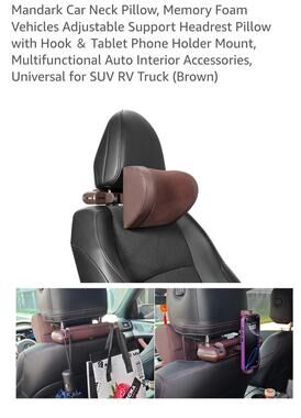 Mandarin Car Neck Pillow With Hook And Tablet Holder Mount